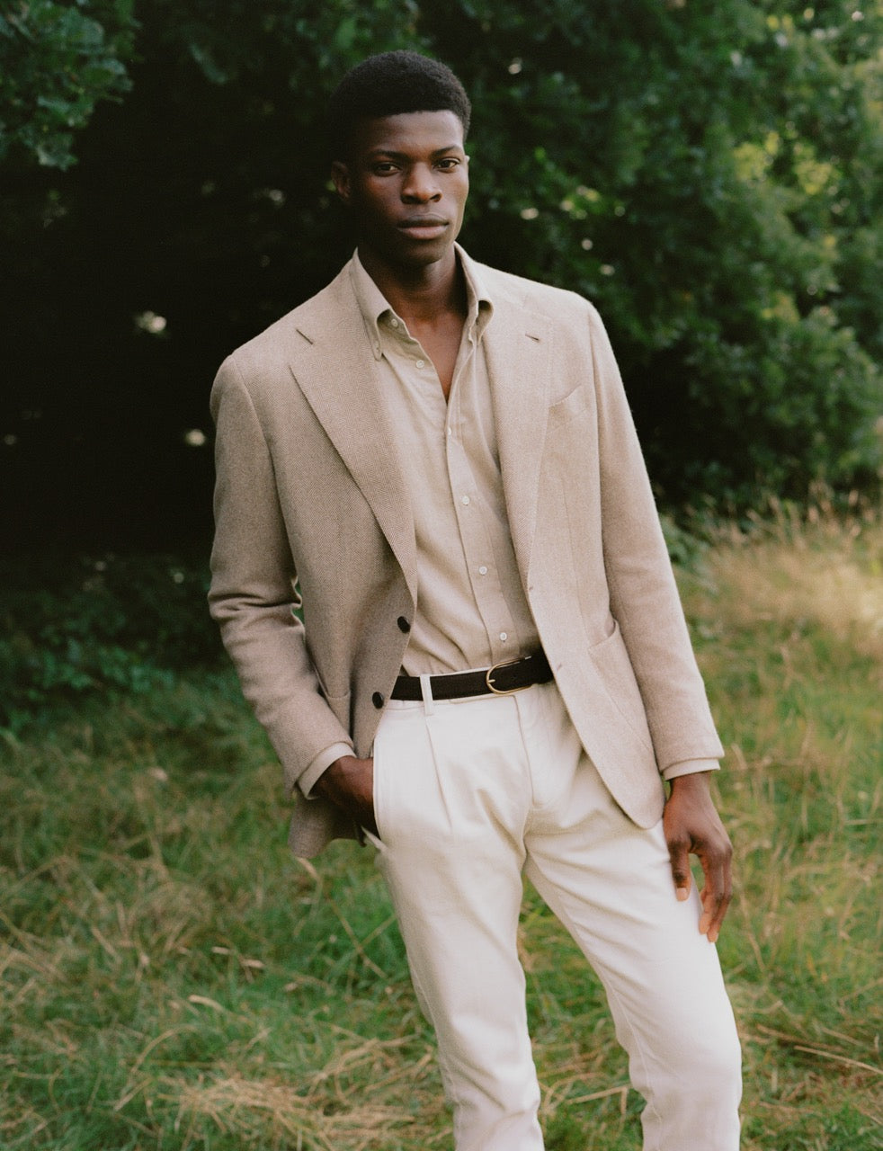 Cashmere Unstructured Single Breasted Jacket Brown Campaign Image
