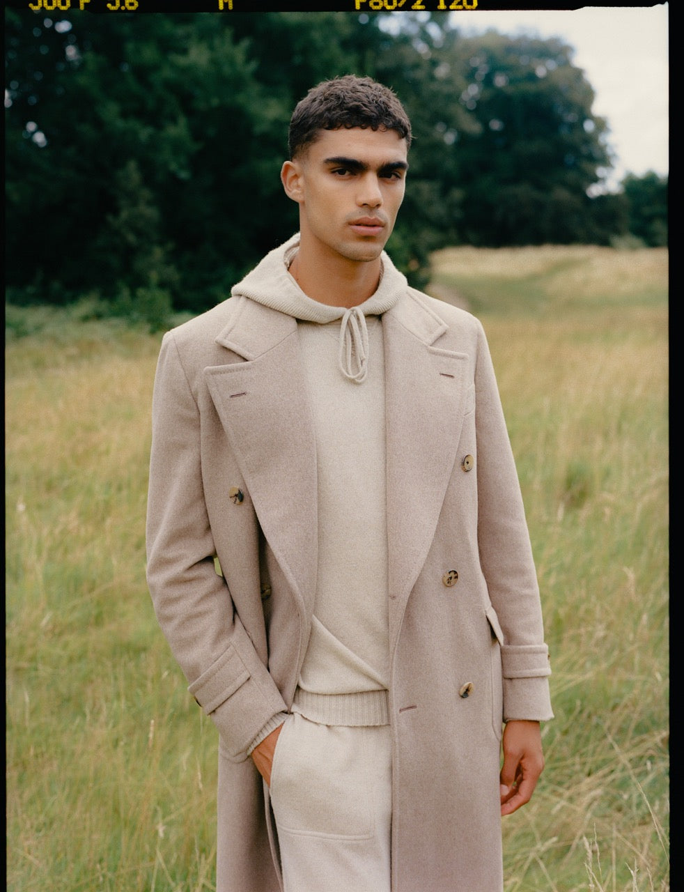Cashmere Pullover Hoodie Beige Campaign Image