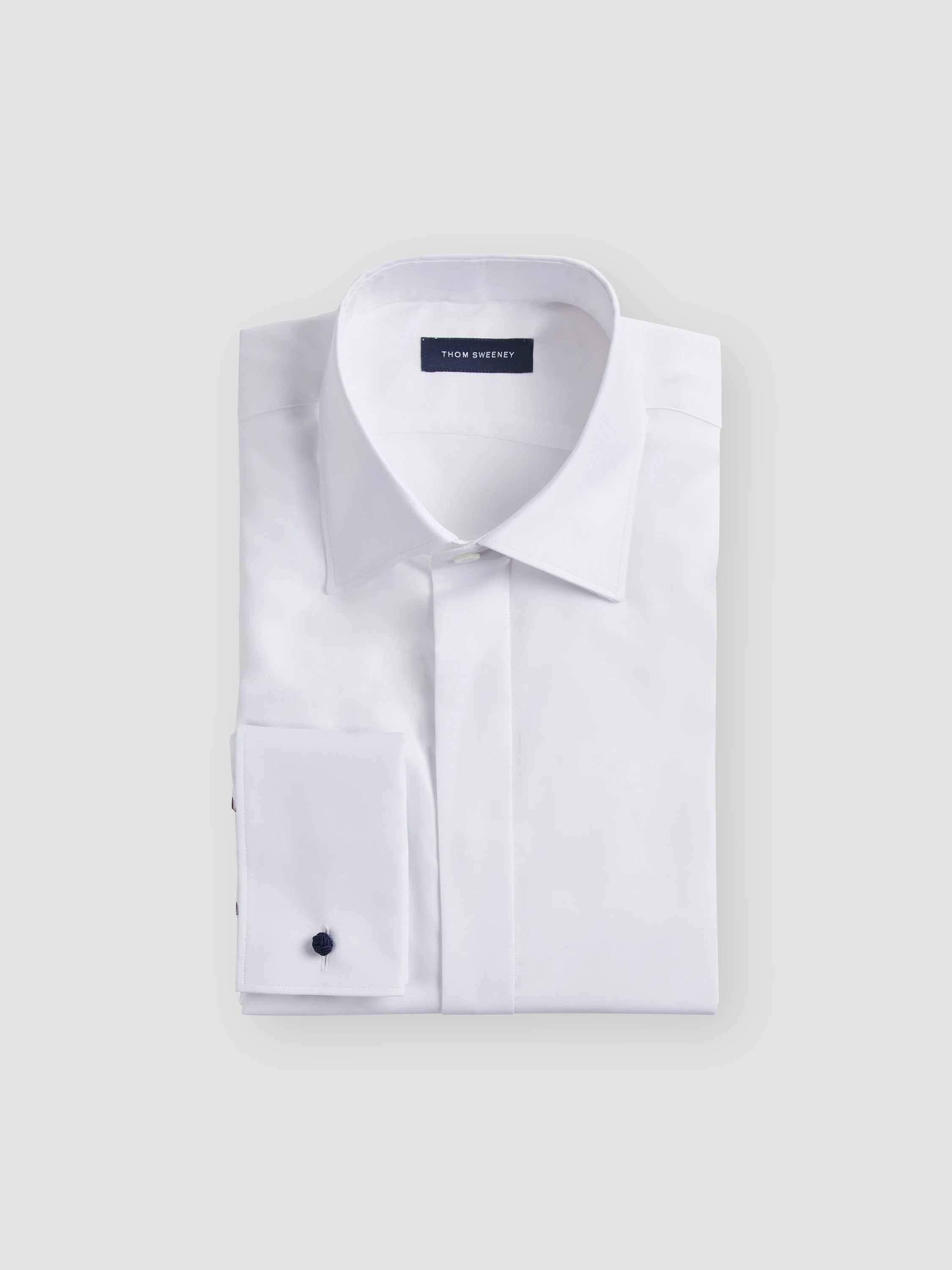 Men's White Cotton Stretch Fly Front Dress Shirt