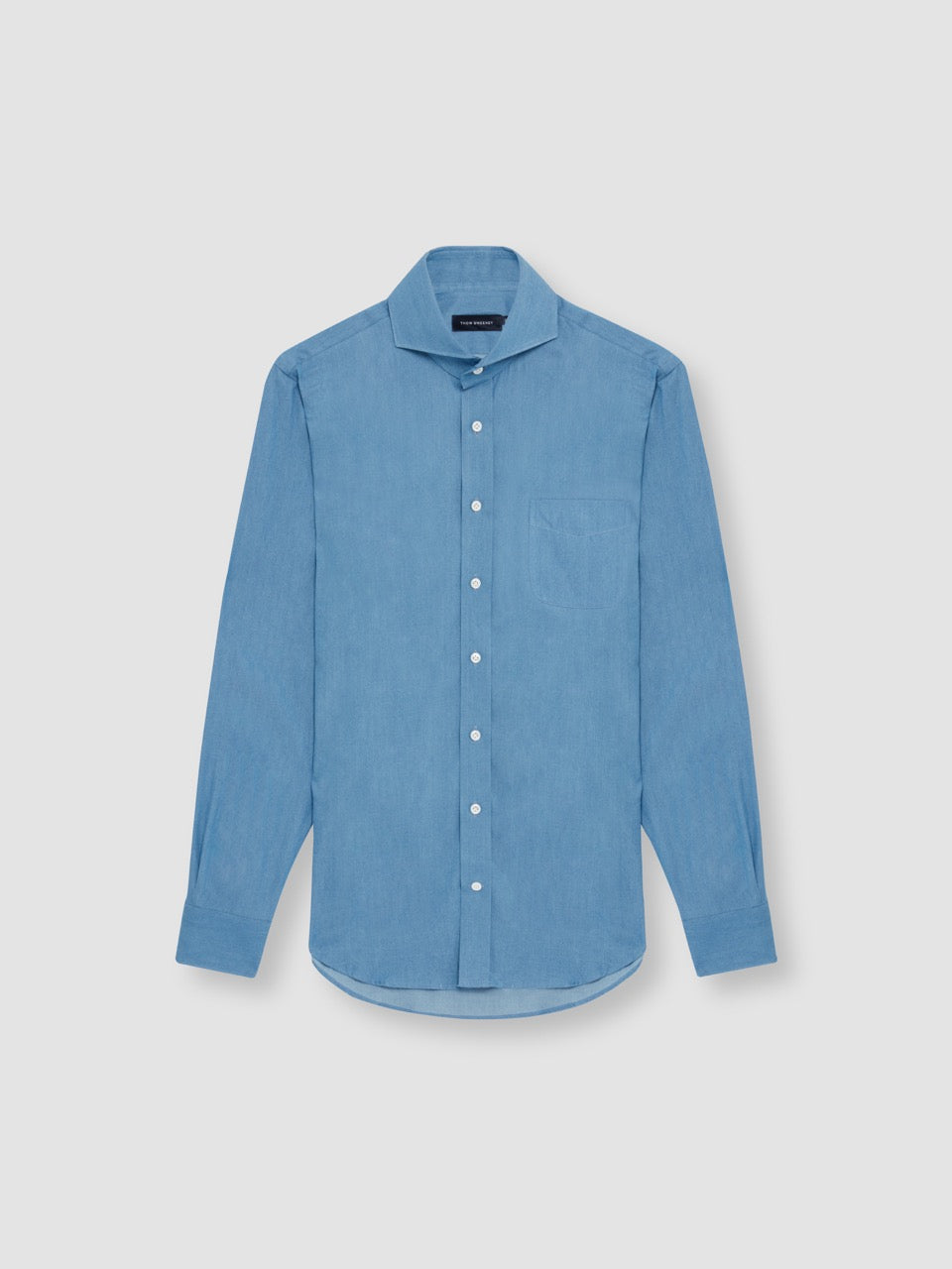 Cotton Chambray Cut Away Collar Shirt Chambray Product Image