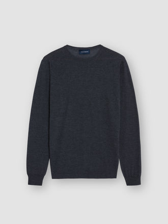 Cashmere Crew Collar Lightweight Sweater Charcoal Product Image