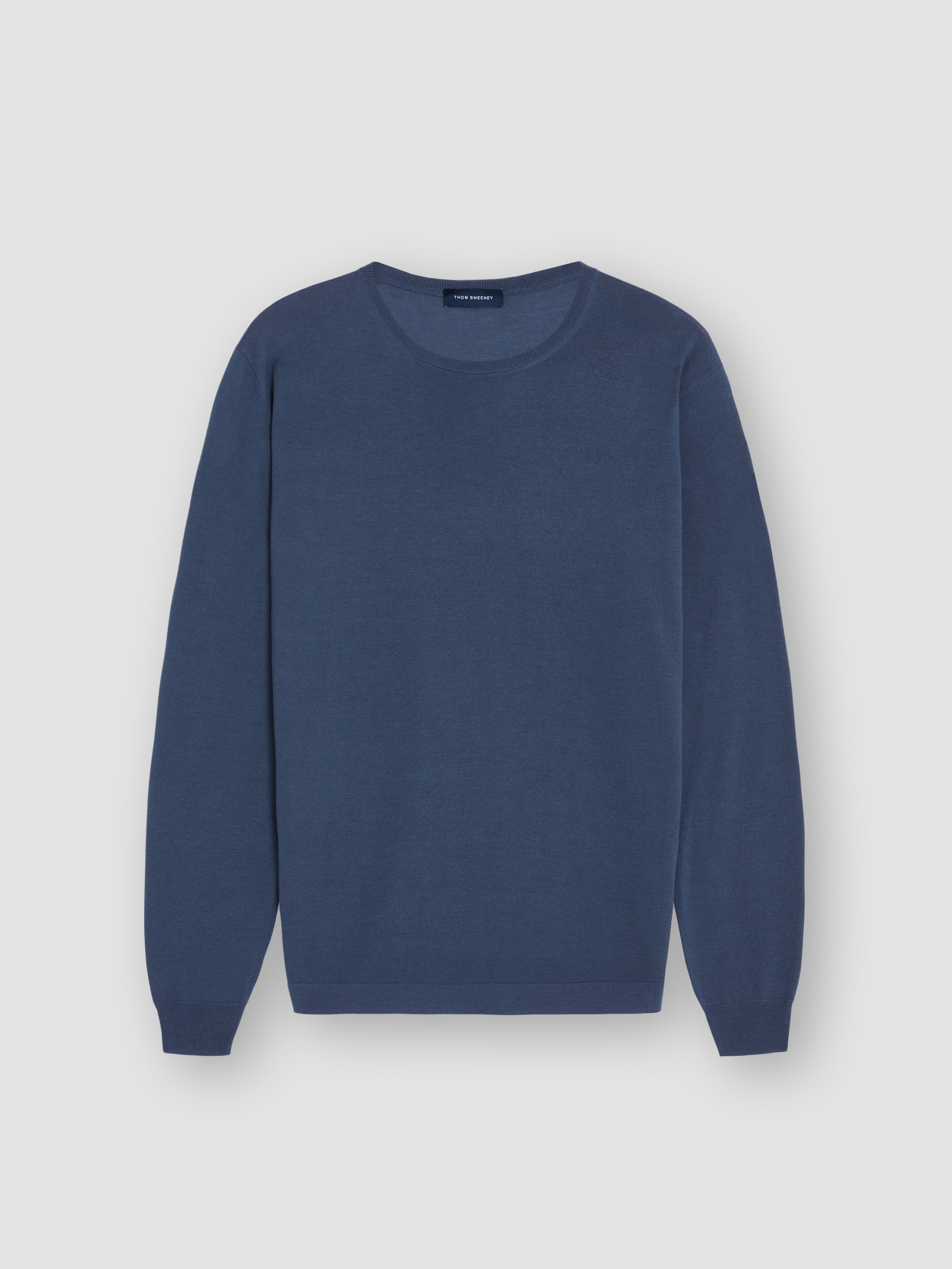 Merino Wool Extrafine Crew Neck Sweater Slate Blue Product Image