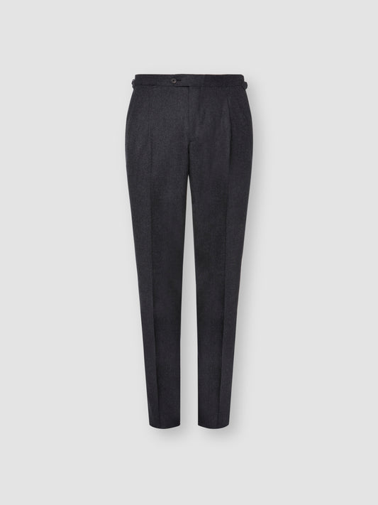 Flannel Pleated Tailored Trousers Charcoal Product Image