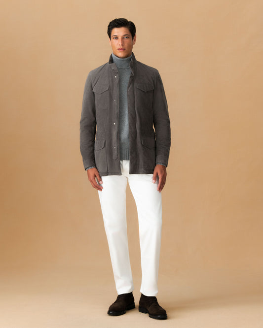 Suede Field Jacket Brown Model Main Image