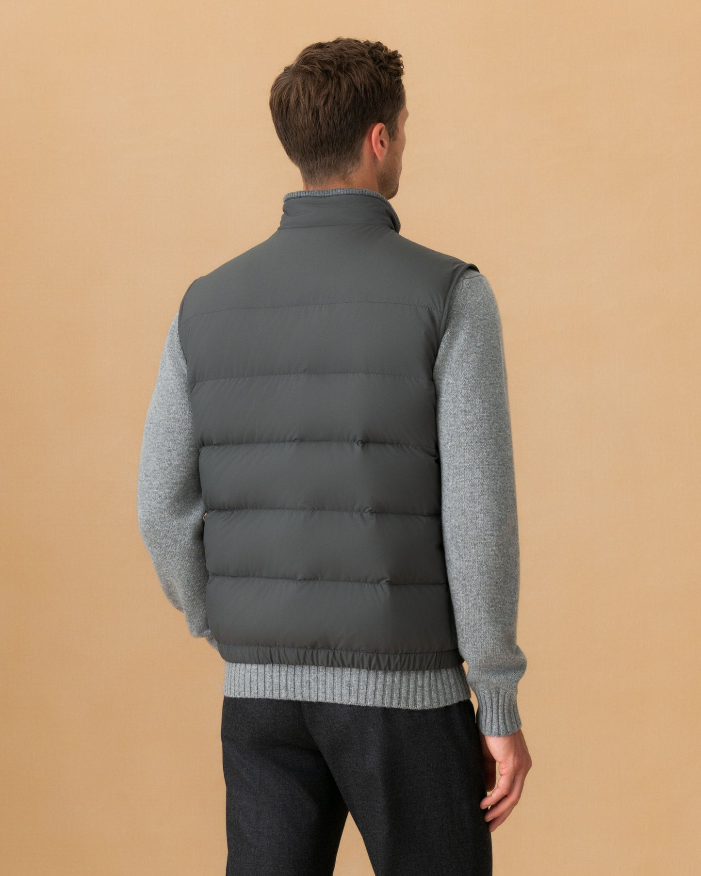 Japanese Nylon Gilet Graphite Model Back Image