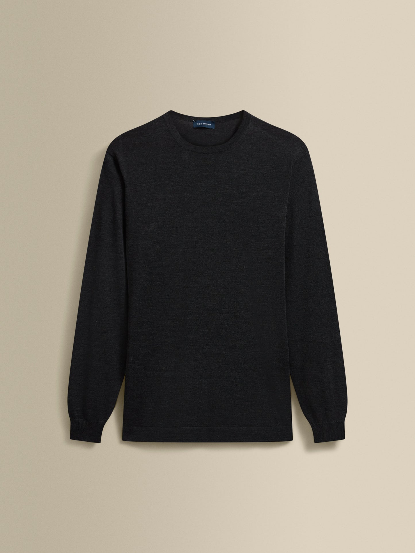 Merino Wool Extrafine Crew Neck Sweater Charcoal Product Image