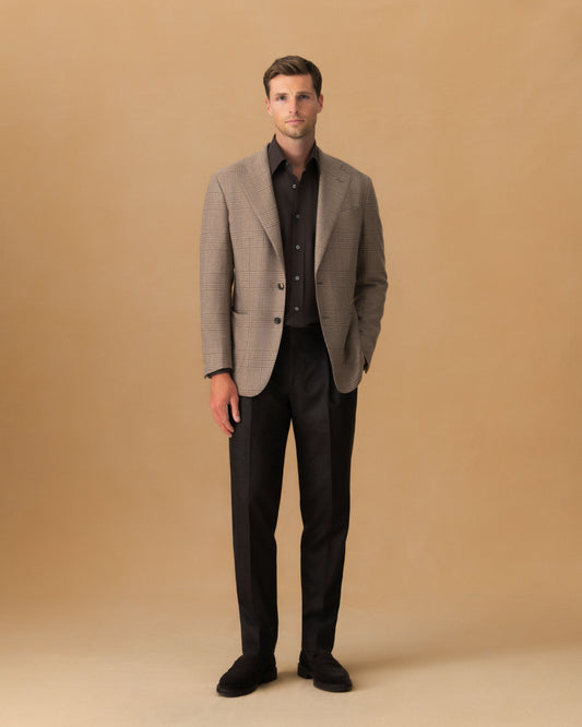 Cashmere Unstructured Single Breasted Jacket Oat Main Model Image