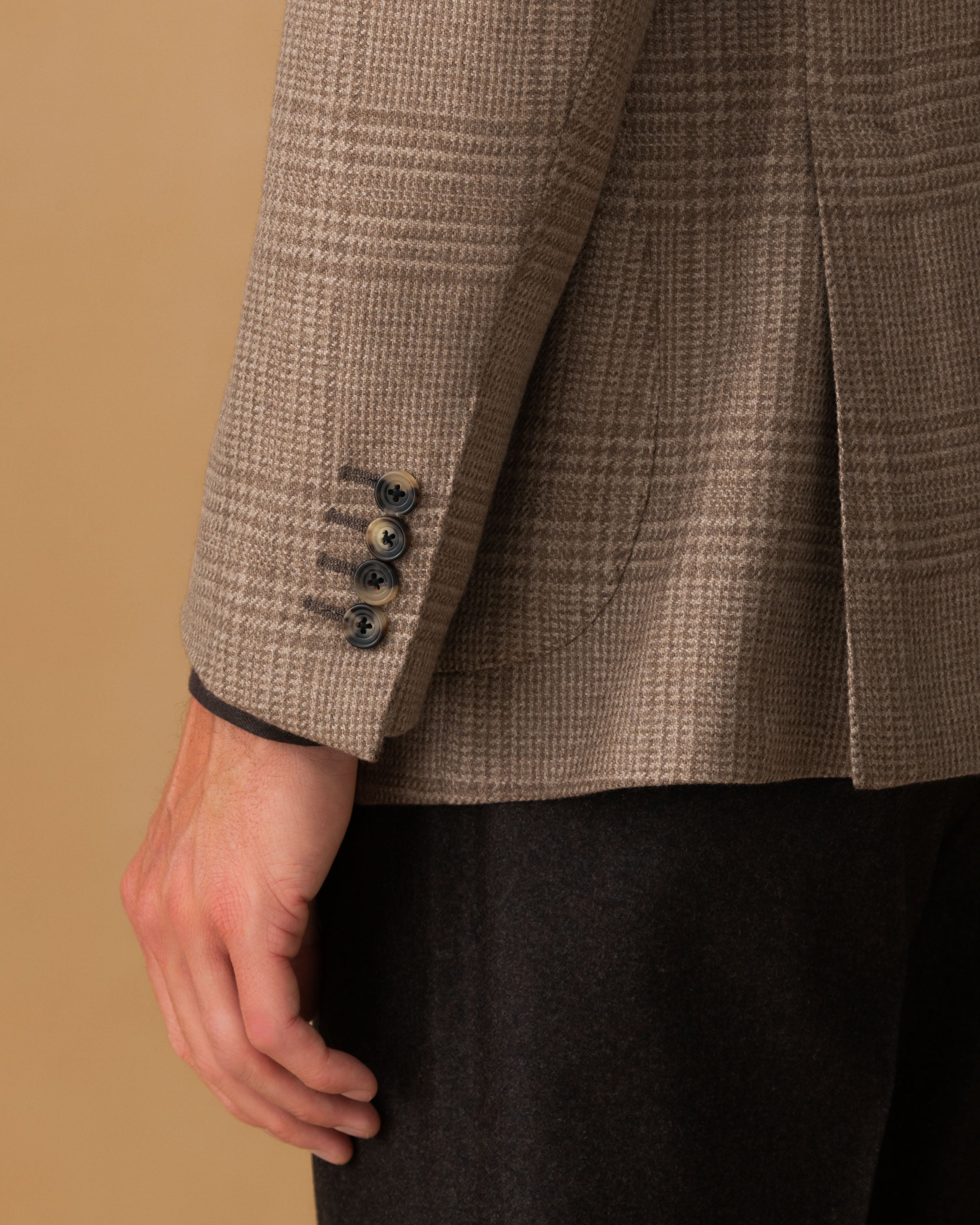 Cashmere Unstructured Single Breasted Jacket Oat Button Model Image