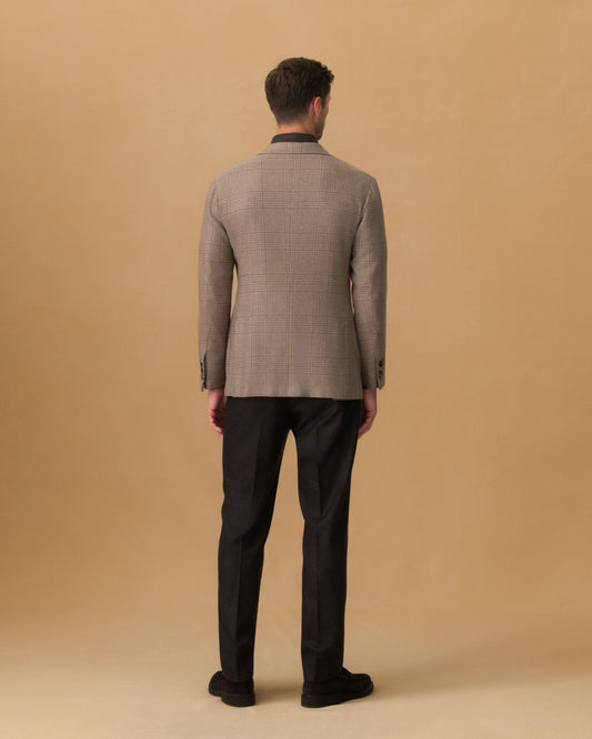 Cashmere Unstructured Single Breasted Jacket Oat Back Model Image