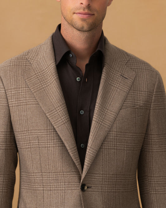 Cashmere Unstructured Single Breasted Jacket Oat Collar Model Image