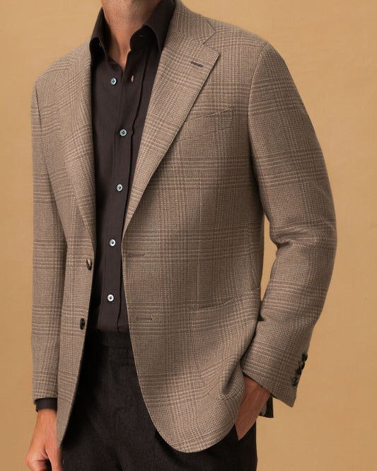 Cashmere Unstructured Single Breasted Jacket Oat Cropped Model Image