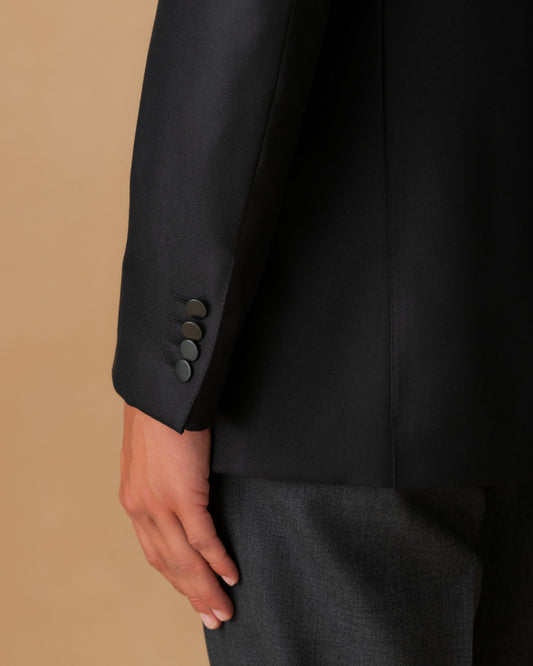 Cashmere Single Breasted Jacket Black Sleeve Model Image