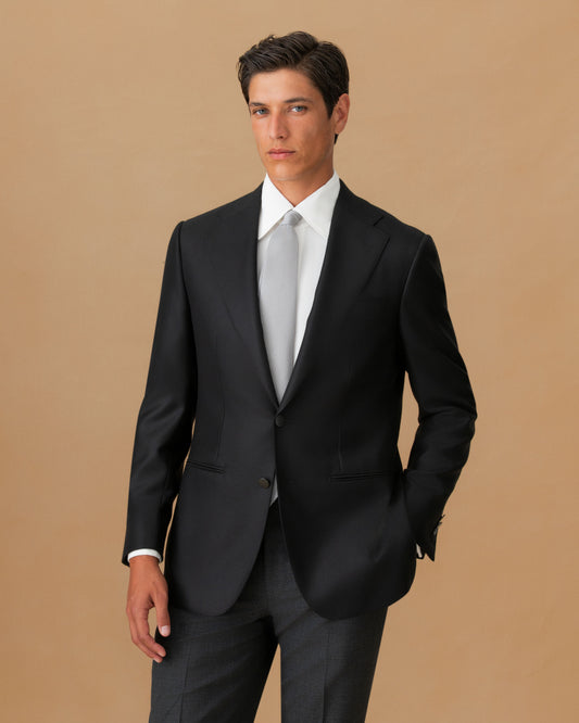 Cashmere Single Breasted Jacket Black Cropped Model Image