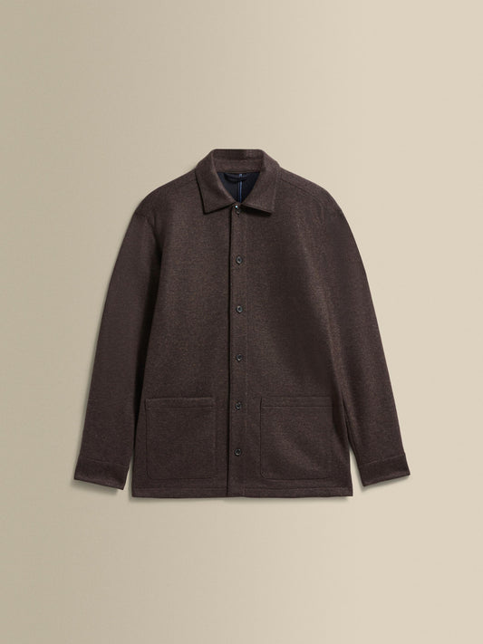 Cashmere Button Through Overshirt Dark Brown Product Image
