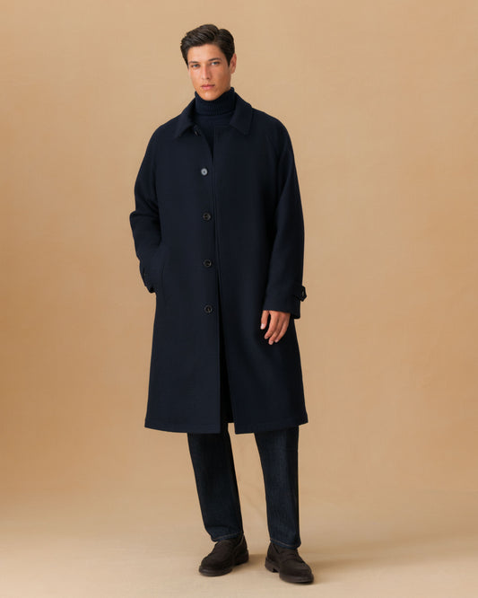 Wool Cashmere Unstructured Raglan Sleeve Overcoat Main Model Image