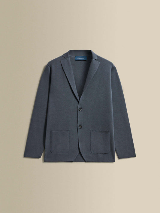 Wool Knitted Blazer Slate Blue Product Image