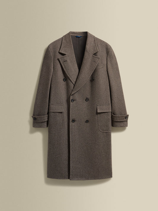 Wool Unstructured Double Breasted Overcoat Brown Product Image