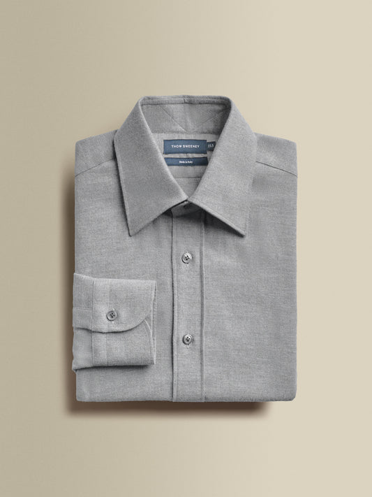 Flannel Point Collar Shirt Light Grey Product Image