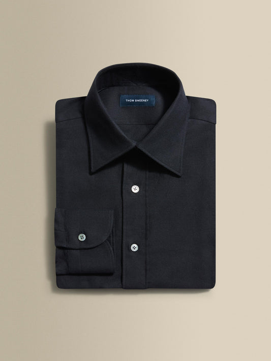 Flannel Point Collar Shirt Black Product Image