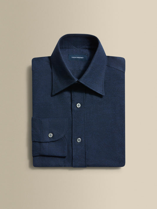 Flannel Point Collar Shirt Navy Product Image
