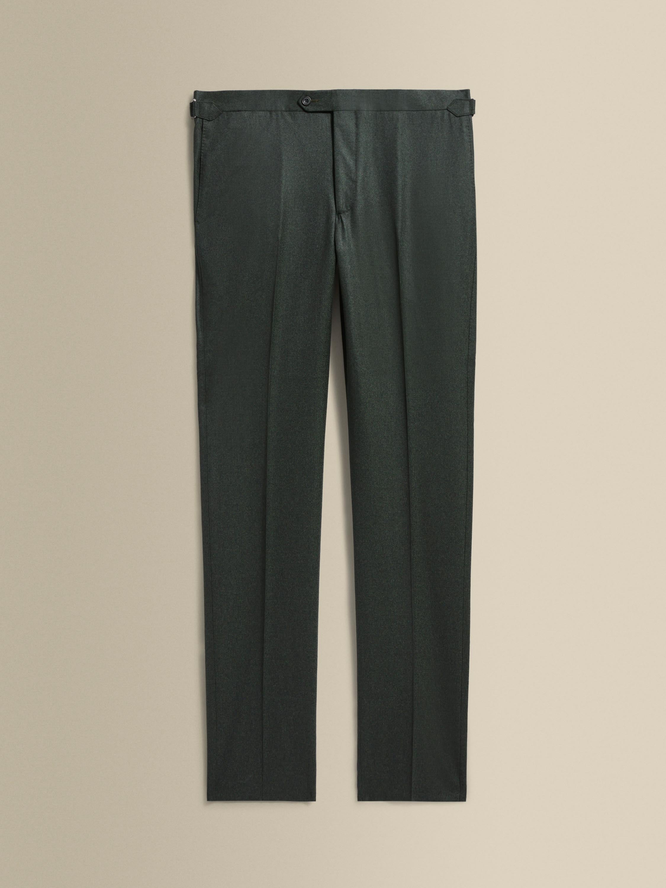 Virgin Wool Double Breasted Peak Lapel Suit Charcoal Green Trousers Product Image