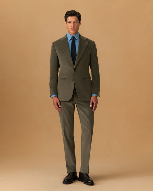 Corduroy Single Breasted Suit Brown Jacket Main Model Image