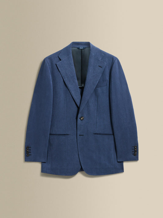 Linen Single Breasted Suit Mid Blue Jacket Product Image