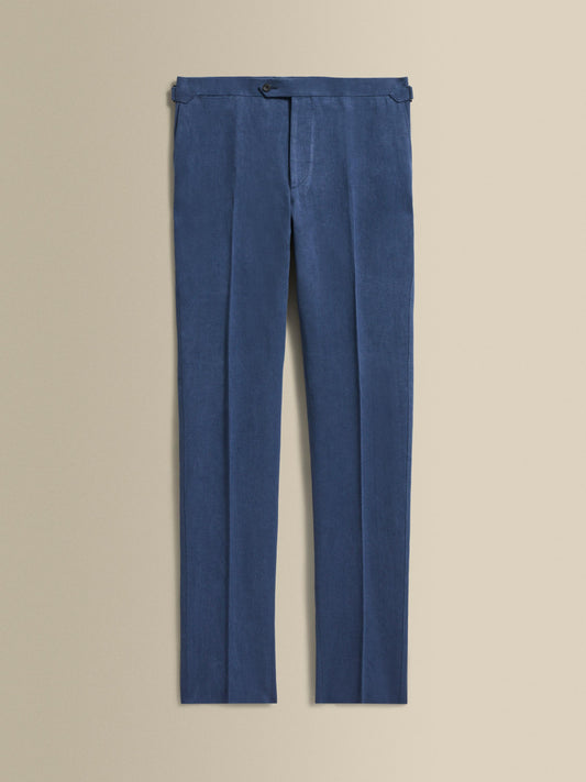 Linen Single Breasted Suit Mid Blue Trousers Product Image