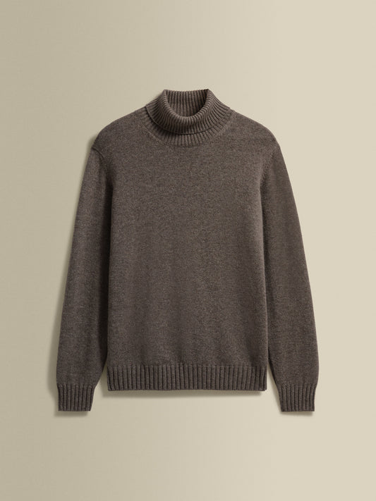 Cashmere Roll Neck Sweater Mid Brown Product Image