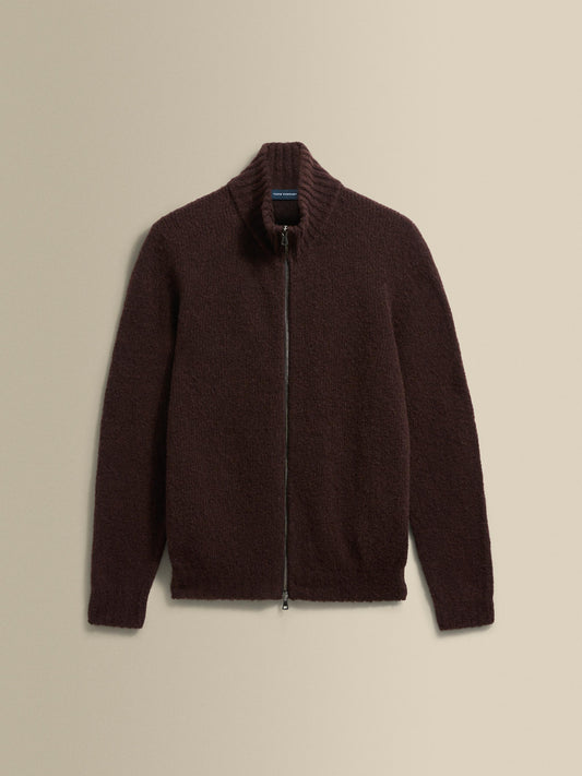 Felted Wool Cashmere Zip-Through Sweater Ebano Product Image