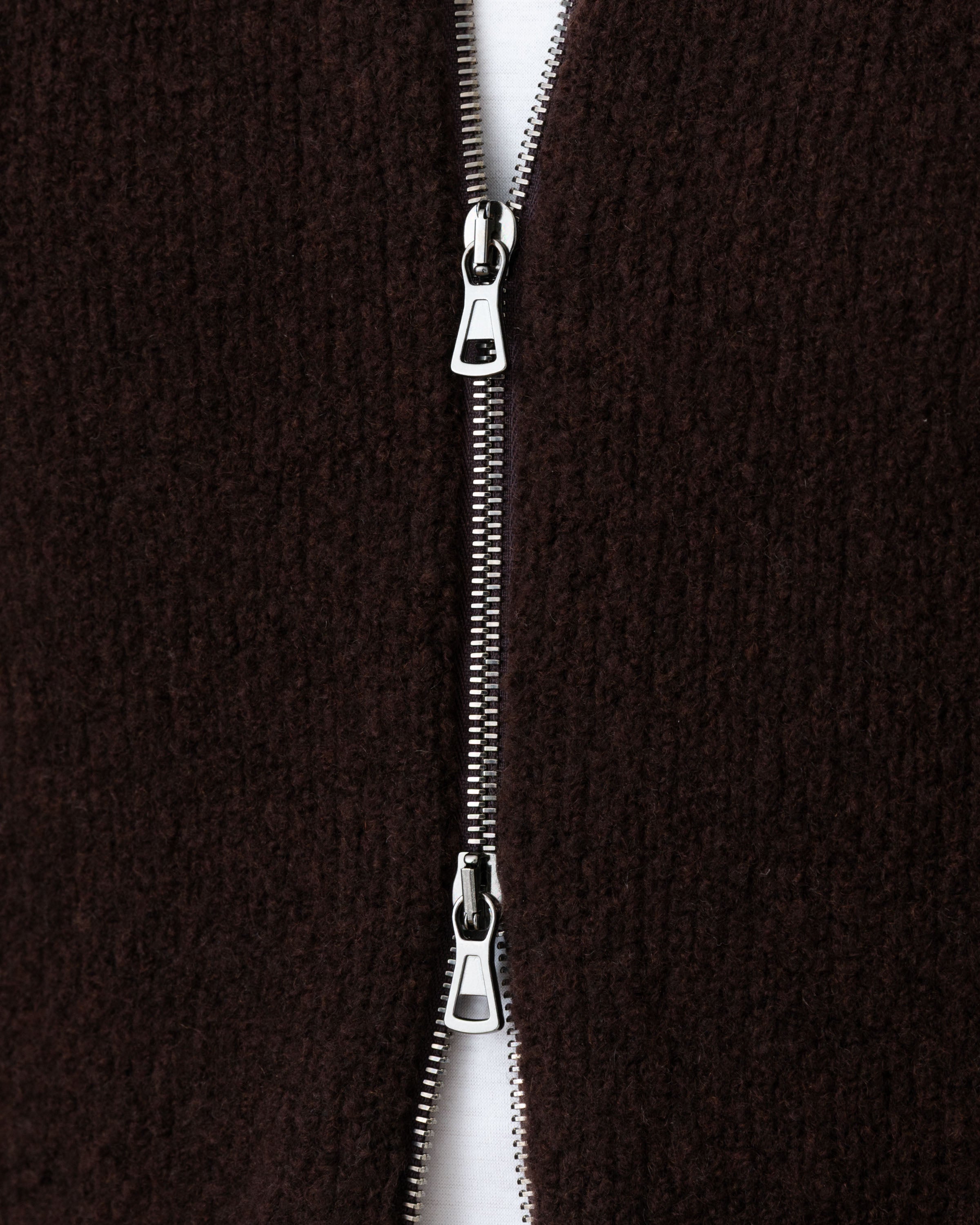 Felted Wool Cashmere Zip-Through Sweater Ebano Zip Model Image