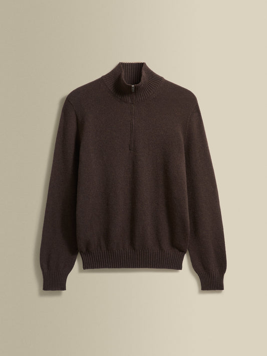 Cashmere Half-Zip Mock Neck Sweater Ebano Product Image