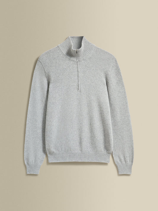 Cashmere Half-Zip Mock Neck Sweater Light Grey Product Image