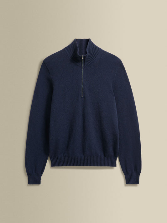 Cashmere Half-Zip Mock Neck Sweater Navy Product Image