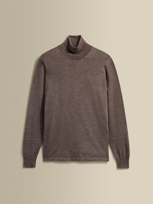 Cashmere Silk Extrafine Roll Neck Sweater Brown Product Image