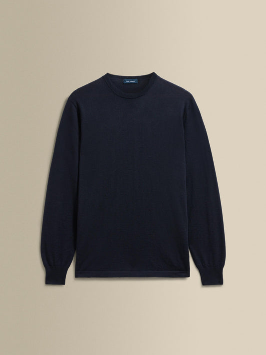 Cashmere Silk Extrafine Crew Neck Sweater Dark Navy Product Image