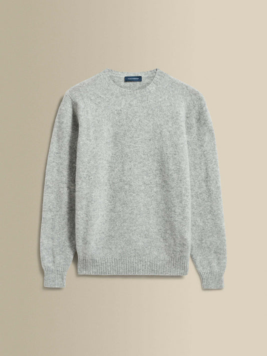 Brushed Cashmere Silk Crew Neck Sweater Light Grey Product Image