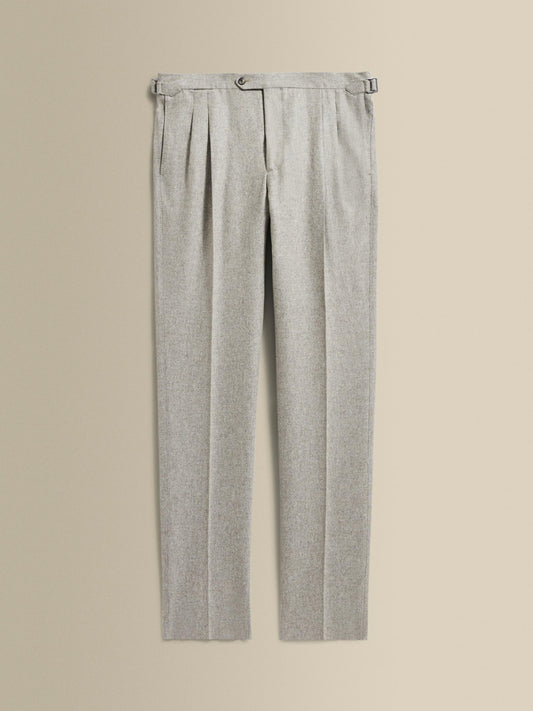 Virgin Wool Double Pleat Tailored Trousers Mid Grey Product Image