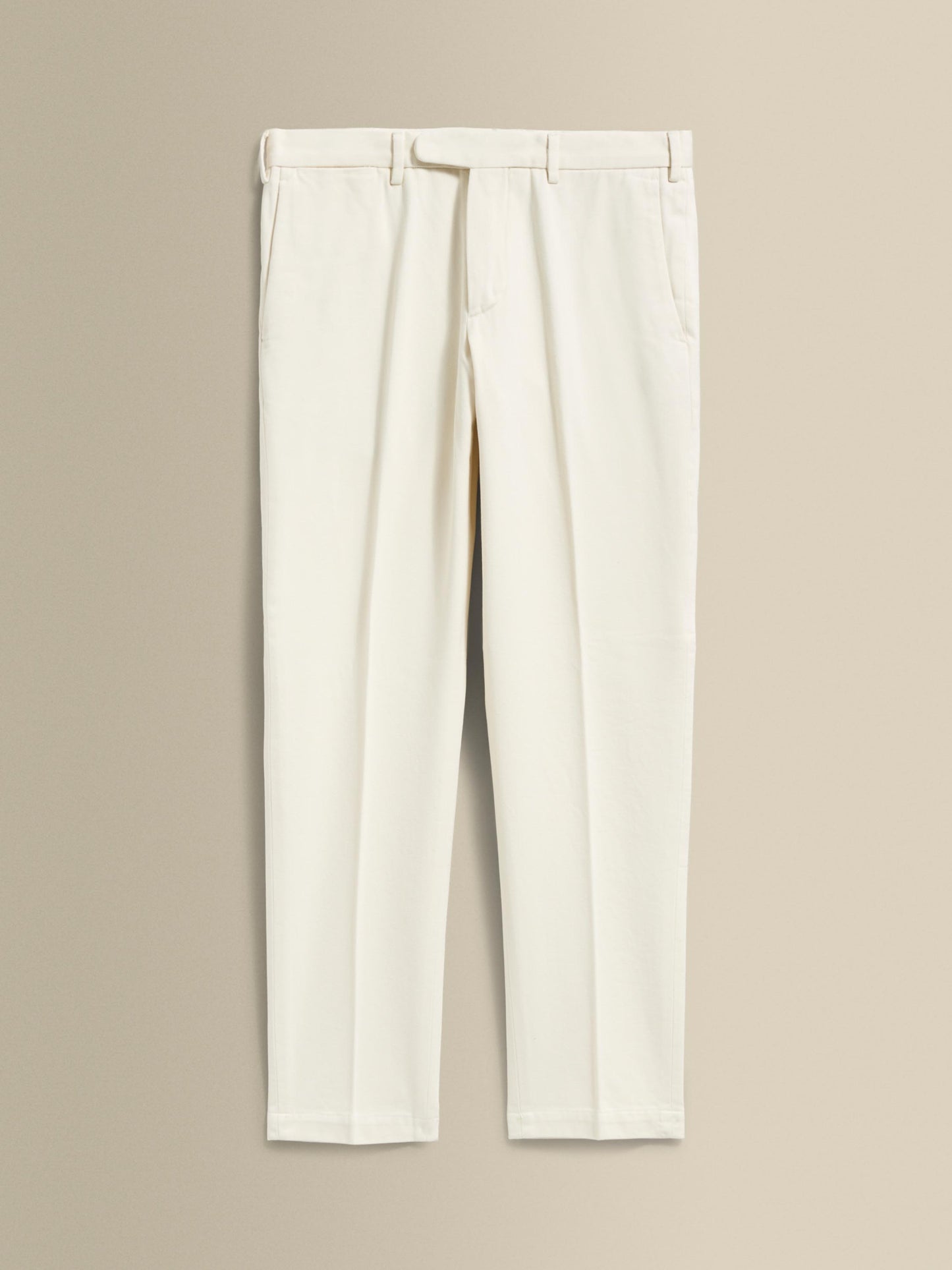 Cotton Twill Flat Front Chinos Off White Product Image