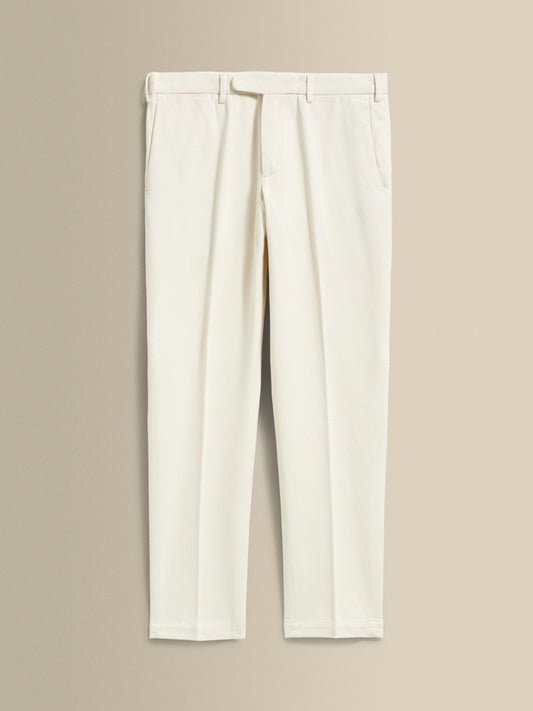 Cotton Twill Flat Front Chinos Off White Product Image