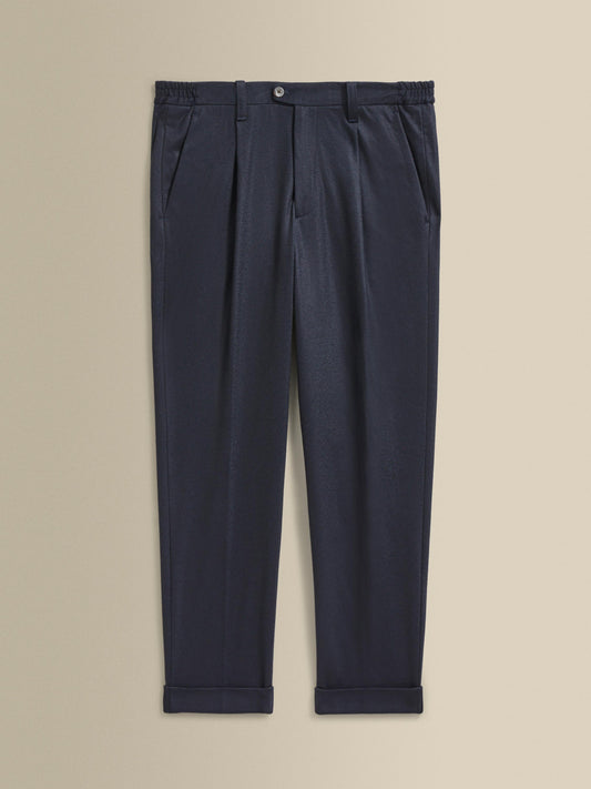 Wool Jersey Single Pleat Elasticated Trousers Navy Product Image