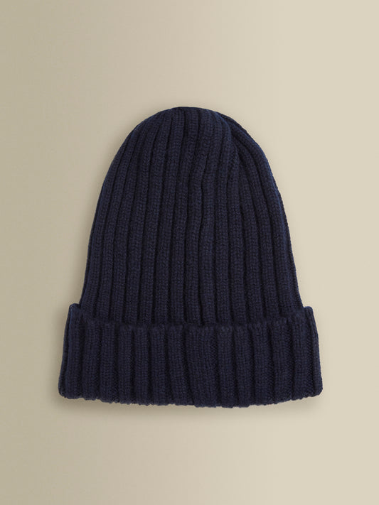Cashmere Beanie Hat Navy Main