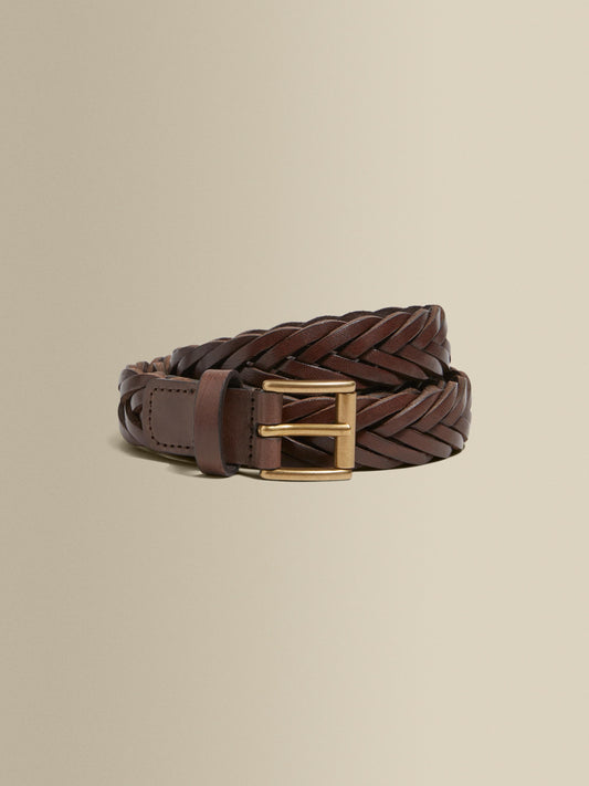 Woven Leather Belt Brown Product