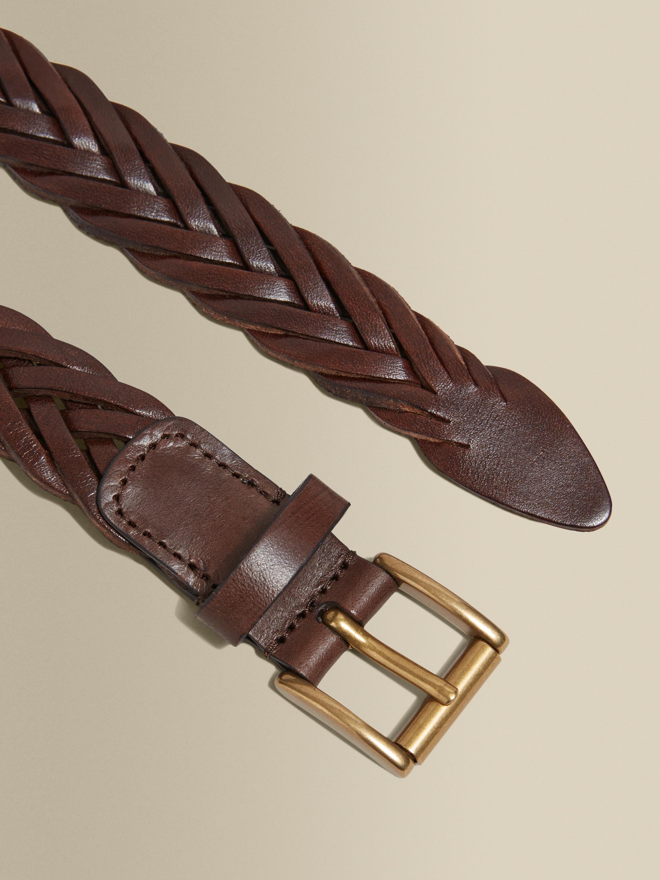 Woven Leather Belt Buckle Brown Product Buckle