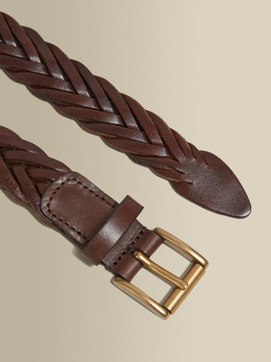 Woven Leather Belt Buckle Brown Product Buckle