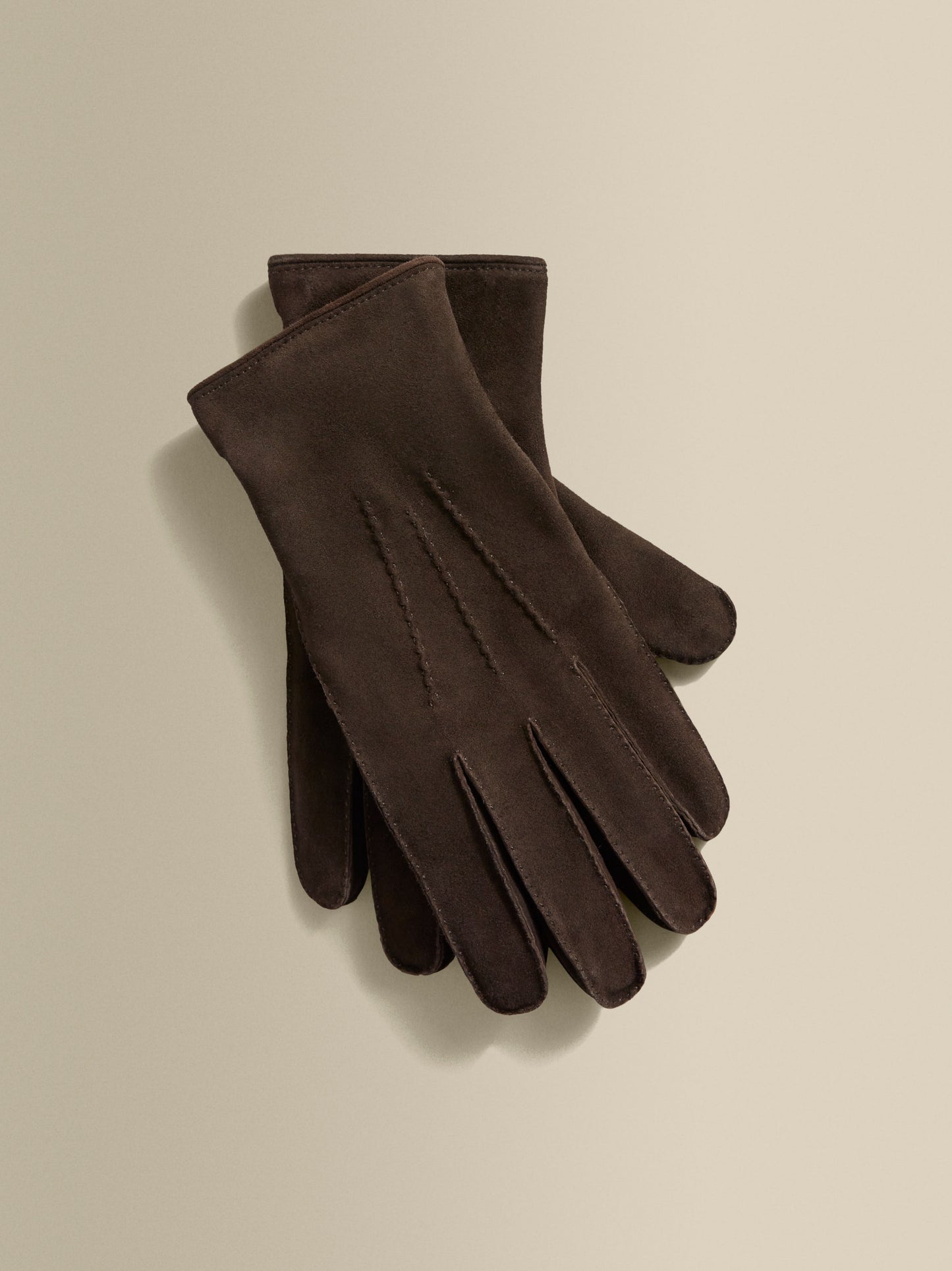 Suede Cashmere Lined Gloves Brown Product Image