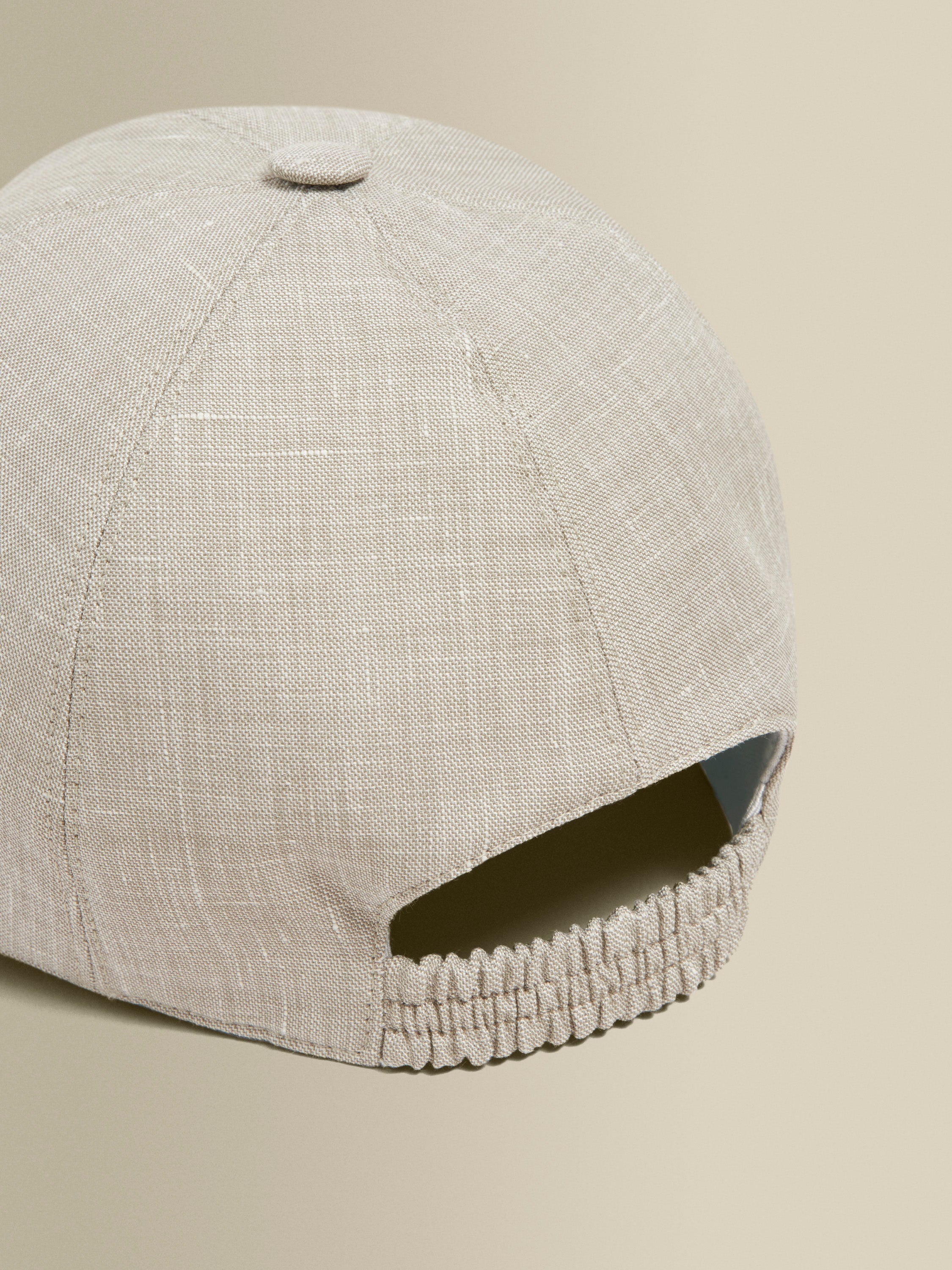 Linen Wool Baseball Cap Taupe Detail Product Image