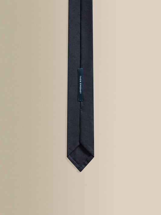 Wool Tie Darkest Navy Inside Label Product Image