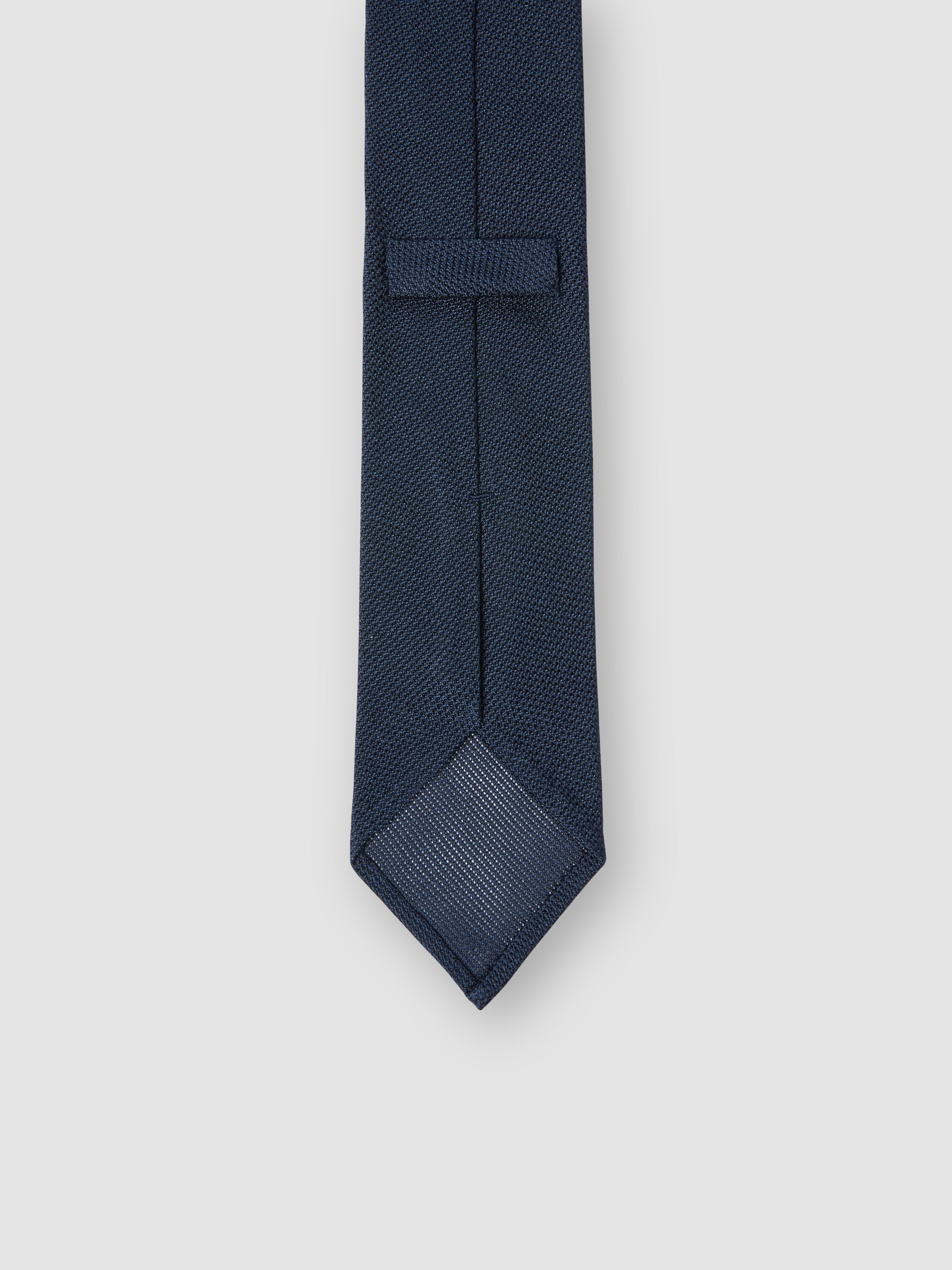 Silk Grenadine Tie Navy Detail Product Image