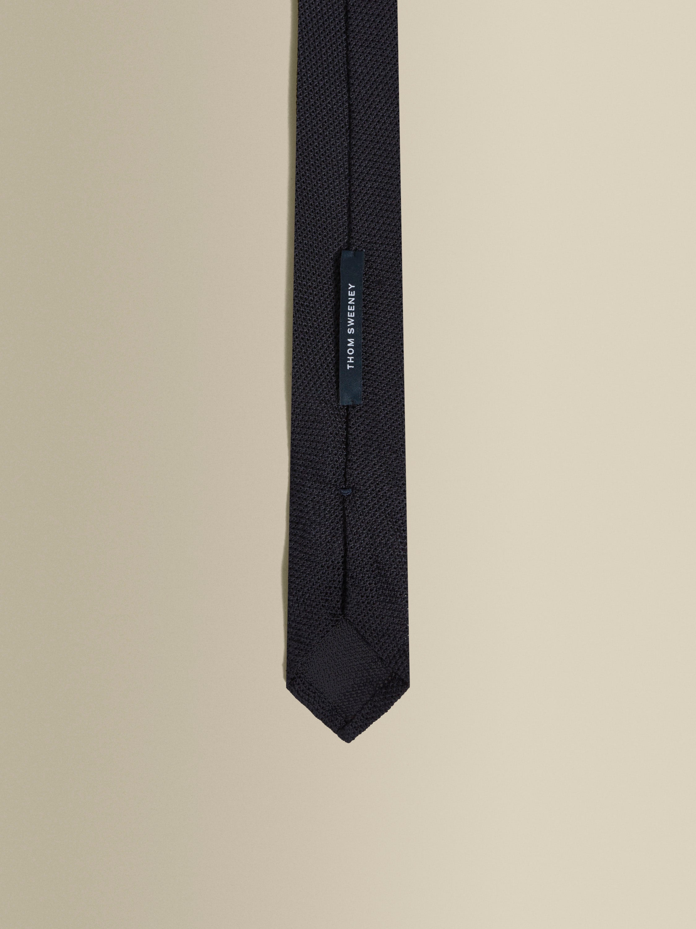 Silk Grenadine Tie Navy Detail Product Image